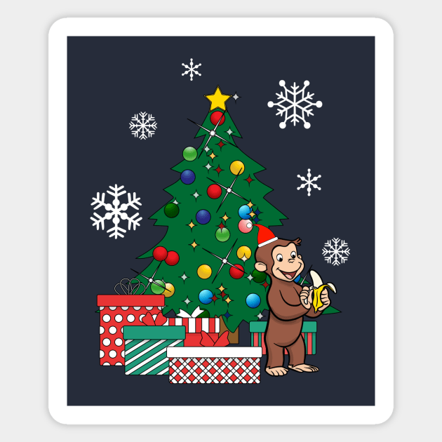 Curious George Around The Christmas Tree Sticker by Nova5